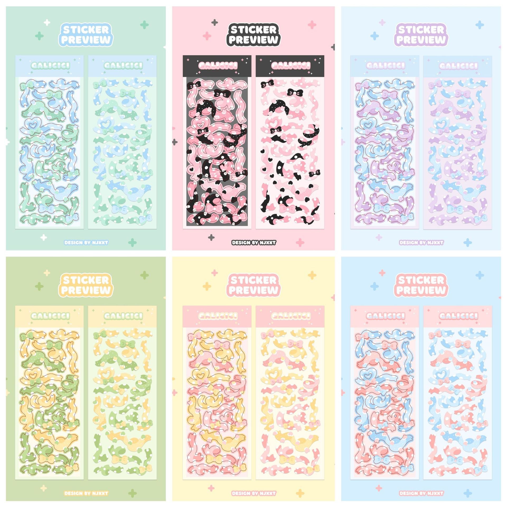 kpop stickers, toploader stickers, ribbon stickers, kawaii stickers, korean sticker, scrapbooking stickers