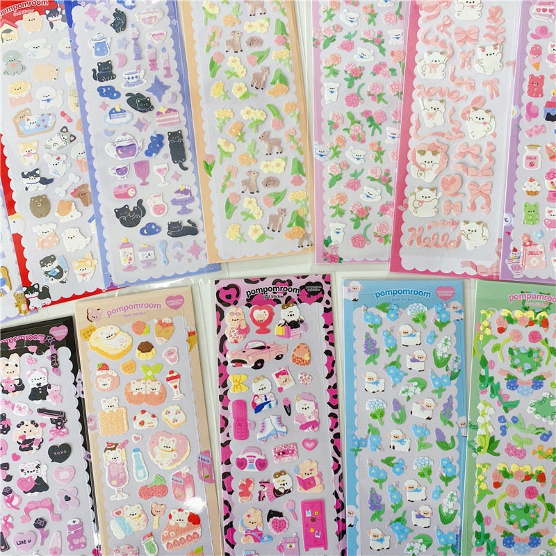 Flower Deco Sticker Sheets, Polco Stickers for Kpop Photocards, Cute Korean  & Japanese Stationery 